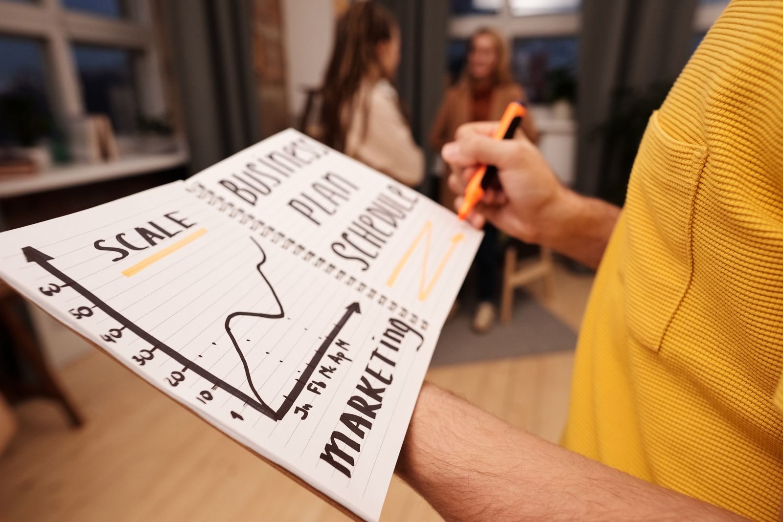 Notizbuch mit handschriftlichen Planungsnotizen