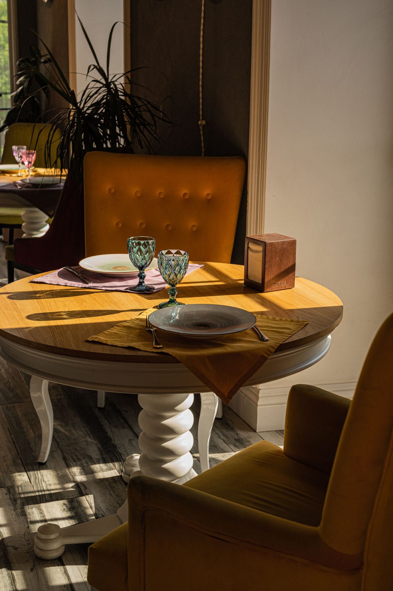 Small set table in a café
