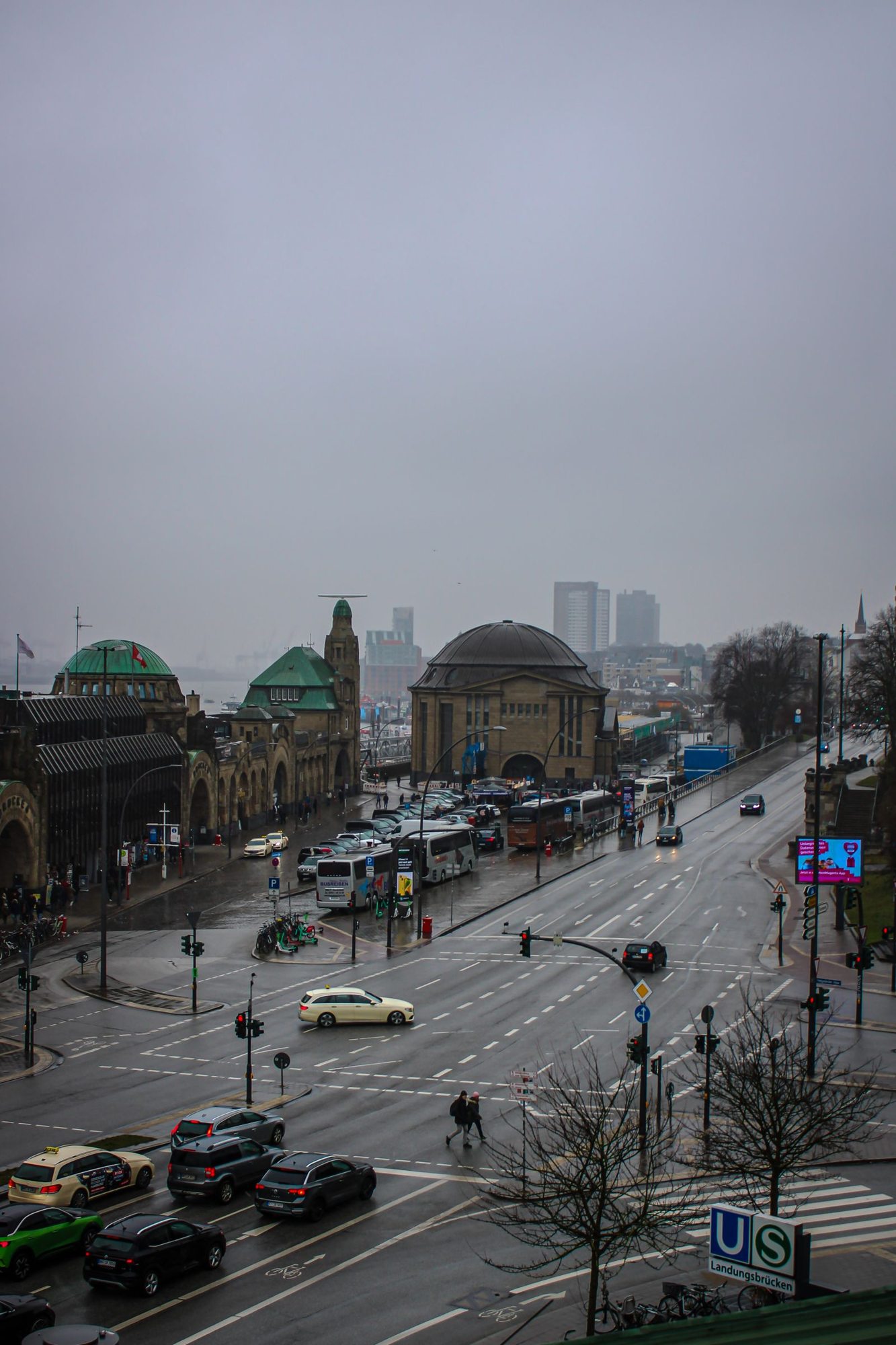View of streets and buildings in Hamburg