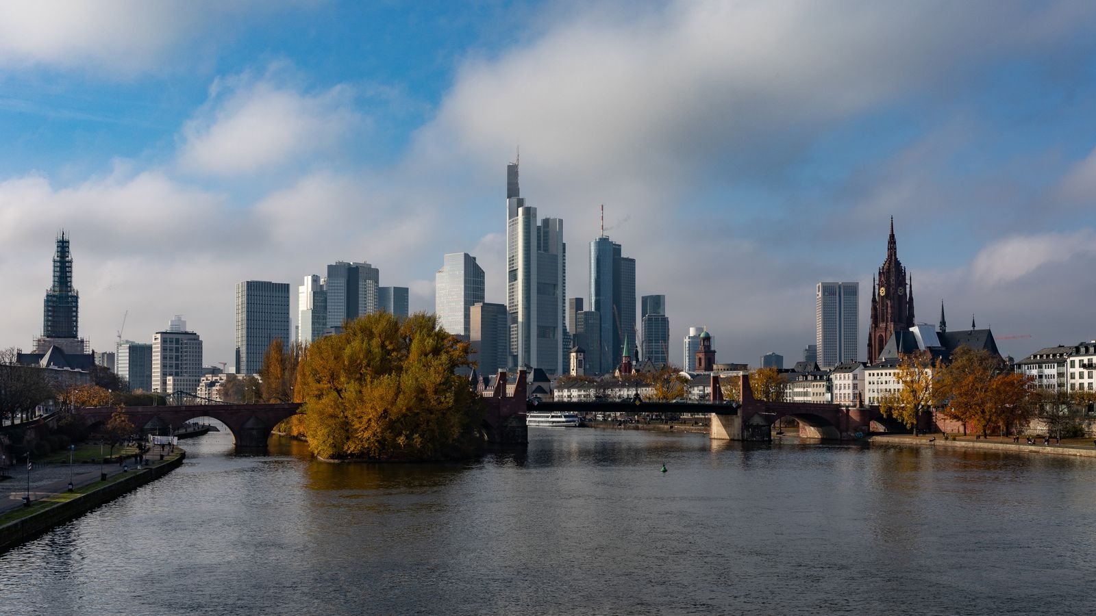 Mainufer und Skyline in Frankfurt